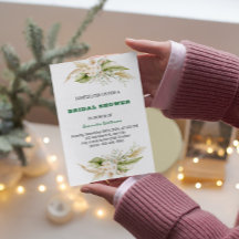 Aquarel zachte groene bruidsfeest uitnodiging