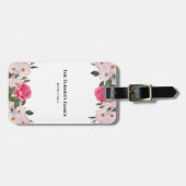 Aquarel zachte roze witte rozen illustratie bagagelabel (Voorkant horizontaal)