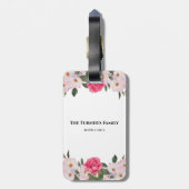 Aquarel zachte roze witte rozen illustratie bagagelabel (Achterkant verticaal)