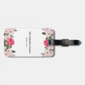 Aquarel zachte roze witte rozen illustratie bagagelabel (Achterkant horizontaal)