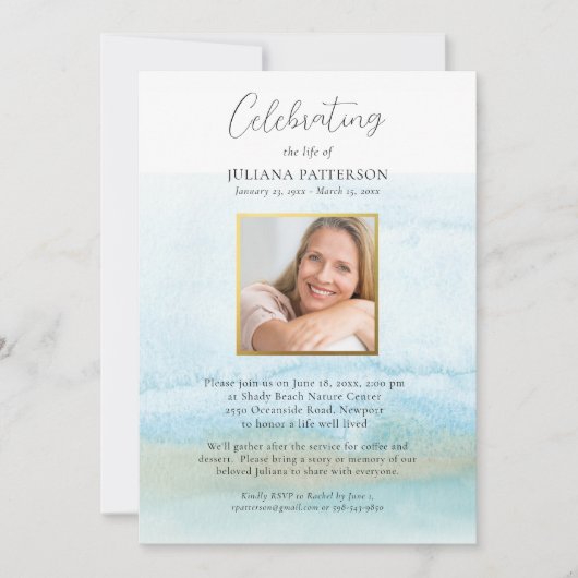 Aquarel Zanderig Strand Flevige Viering van het Le Kaart (Voorkant)