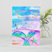 Aquarel Zee Dieren Verjaardagsfeest Uitnodiging (Staand voorkant)