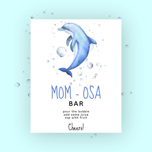 Aquarel zee dolfijn - momosa bar poster
