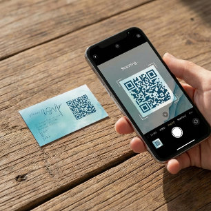 Aquarel Zee en Zand RSVP met QR Code Informatiekaartje