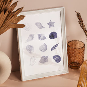Aquarel Zee Shell nautische kunst Poster