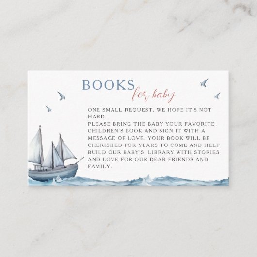 Aquarel Zeemansbabyboek voor babyjongens Informatiekaartje (Voorkant)