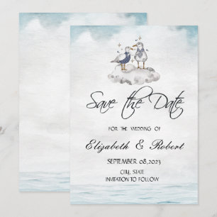 Aquarel Zeemeeuwen Strand Save The Date