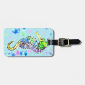 Aquarel zeepaardje bagagelabel (Voorkant horizontaal)