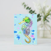 Aquarel zeepaardje briefkaart (Staand voorkant)