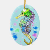 Aquarel zeepaardje keramisch ornament (Voorkant)