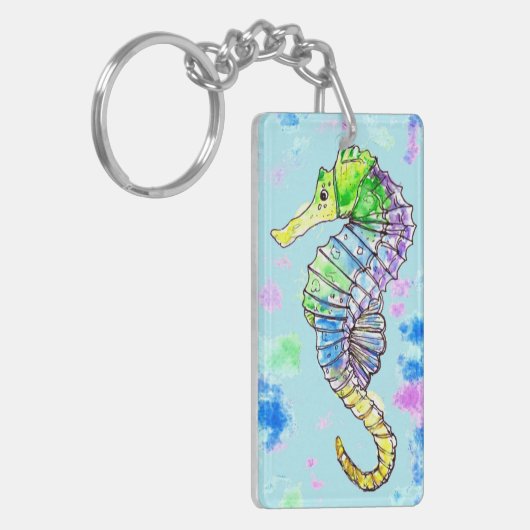 Aquarel zeepaardje sleutelhanger (Voorkant Links)