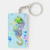 Aquarel zeepaardje sleutelhanger (achterkant)