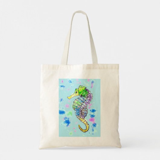 Aquarel zeepaardje tote bag (Achterkant)