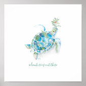 Aquarel Zeeschildpad Kinderkamer Muurkunst Poster (Voorkant)