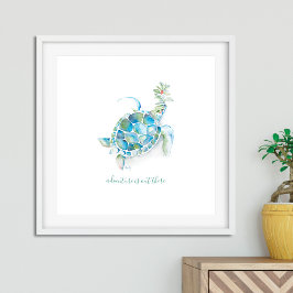 Aquarel Zeeschildpad Kinderkamer Muurkunst Poster