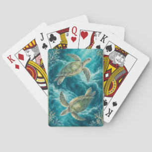 Aquarel Zeeschildpad Oceaan Speelkaarten
