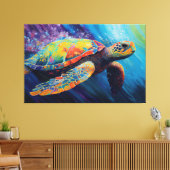 Aquarel Zeeschildpad Schilderij Canvas Afdruk (Insitu (Woonkamer))