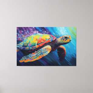 Aquarel Zeeschildpad Schilderij Canvas Afdruk