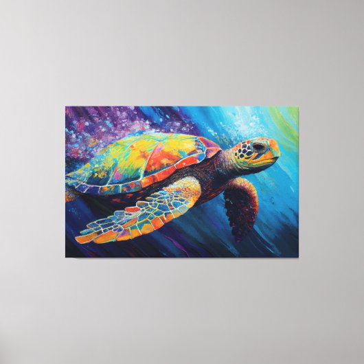 Aquarel Zeeschildpad Schilderij Canvas Afdruk (Voorkant)