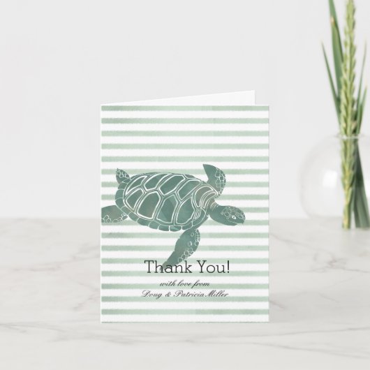Aquarel Zeeschildpad Strepen Dank U Bedankkaart (Voorkant)