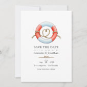 Aquarel Zeevaart Trouwfoto Save The Date (Voorkant)