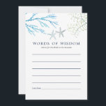 Aquarel Zeewier Strand Bruiloft Advies<br><div class="desc">Trendy marine en witte oceaan thema bruiloft woorden van wijsheid kaarten met zeewier,  zeesterren en varens,  ontworpen om snel en eenvoudig te worden aangepast aan uw evenement.</div>