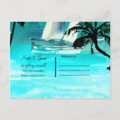 Aquarel Zeilboot Bomen & Lichtjes Bewaar de Datum Aankondigingskaart (Achterkant)