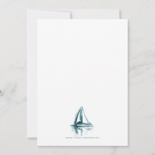 Aquarel Zeilboot Datum Wijzigen Kaart (Achterkant)