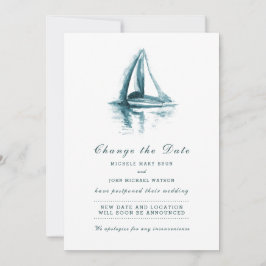 Aquarel Zeilboot Datumkaart wijzigen Save The Date