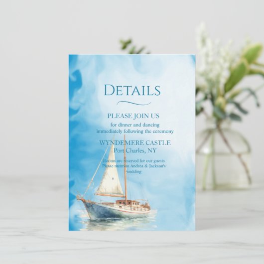 Aquarel Zeilboot Informatiekaartje (Staand voorkant)