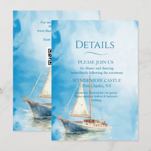 Aquarel Zeilboot Informatiekaartje (Voorkant / Achterkant)