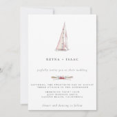 Aquarel Zeilboot Nautische Trouw Uitnodiging (Voorkant)