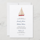 Aquarel zeilboot nautische trouwkaart kaart (Voorkant)