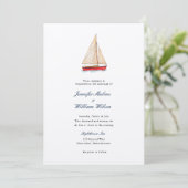 Aquarel zeilboot nautische trouwkaart kaart (Staand voorkant)