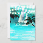 Aquarel Zeilboot Palmbomen & Lichtslingers Kaart (Achterkant)