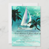 Aquarel Zeilboot & Palmbomen Zee Uitnodigingen (Voorkant)