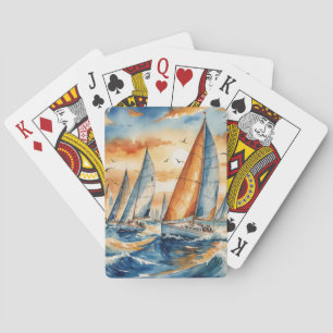 Aquarel Zeilboot Regatta Pokerkaarten