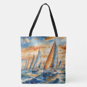 Aquarel Zeilboot Regatta Tote Bag (Voorkant)