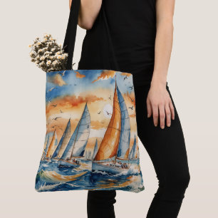 Aquarel Zeilboot Regatta Tote Bag