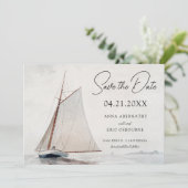Aquarel Zeilboot Save the Date (Staand voorkant)