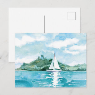 Aquarel Zeilend Natuur Landschap Briefkaart