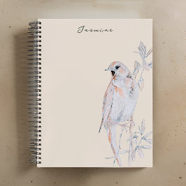 Aquarel Zingende Nachtegaal Spiraal Notebook Notitieboek