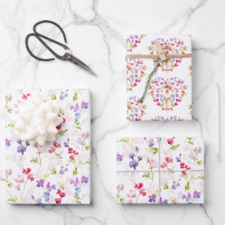 Aquarel Zoete Erwten  bloemig Inpakpapier Vel