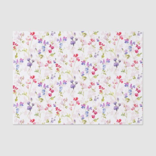 Aquarel Zoete Erwten  bloemig Tissuepapier (Voorkant)