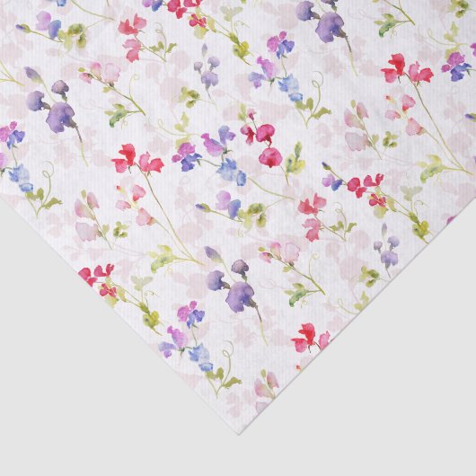 Aquarel Zoete Erwten  bloemig Tissuepapier (Detail)