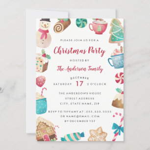 Aquarel Zoete Kerstfeest Uitnodiging