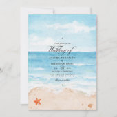 Aquarel zomer strand trouw uitnodiging (Voorkant)