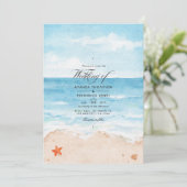 Aquarel zomer strand trouw uitnodiging (Staand voorkant)