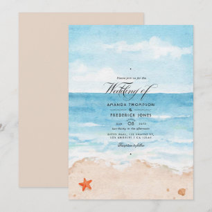 Aquarel zomer strand trouw uitnodiging