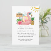 Aquarel zomer zwembadfeest uitnodiging (Staand voorkant)